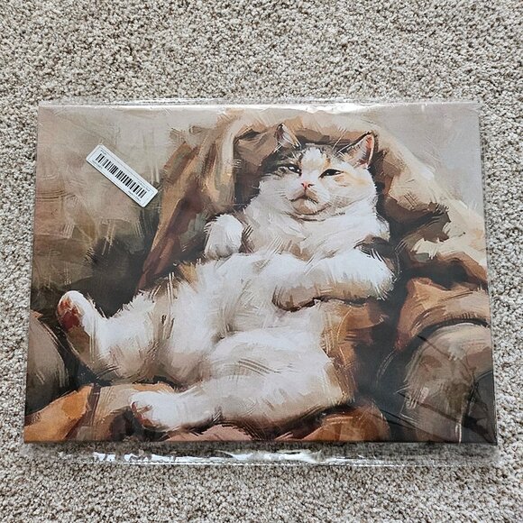 Set up two. Lounging Fat Cat Canvas Wall Art 11 inch X 15 inch - Picture 6 of 12